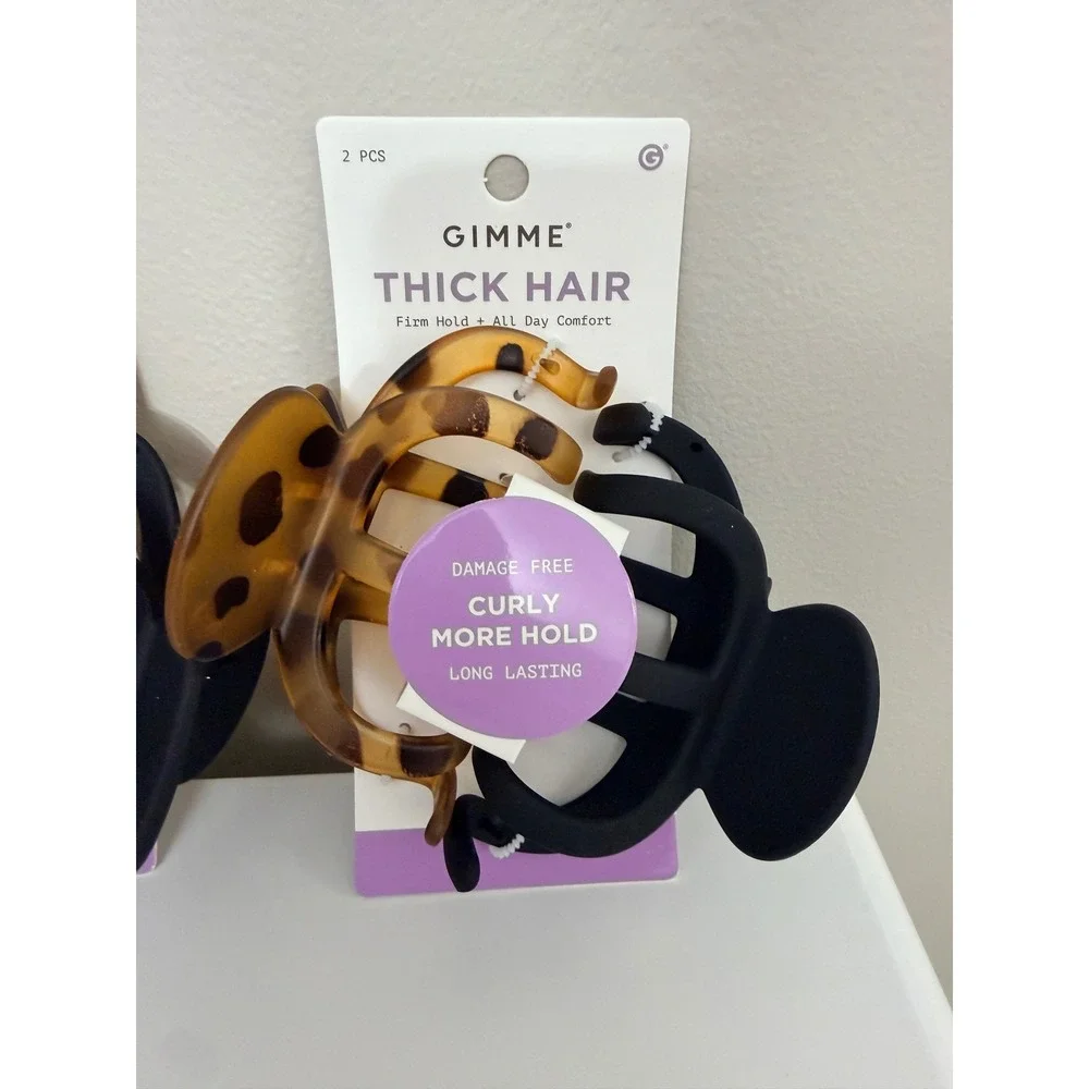 GIMME Thick Hair Claw Clips Women OS Black Tortoise 2-Pack Bundle NWT